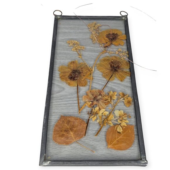 Pressed Floral Leaded Glass Frame Decor 8" x 4" x 1.4" - Picture 3 of 14